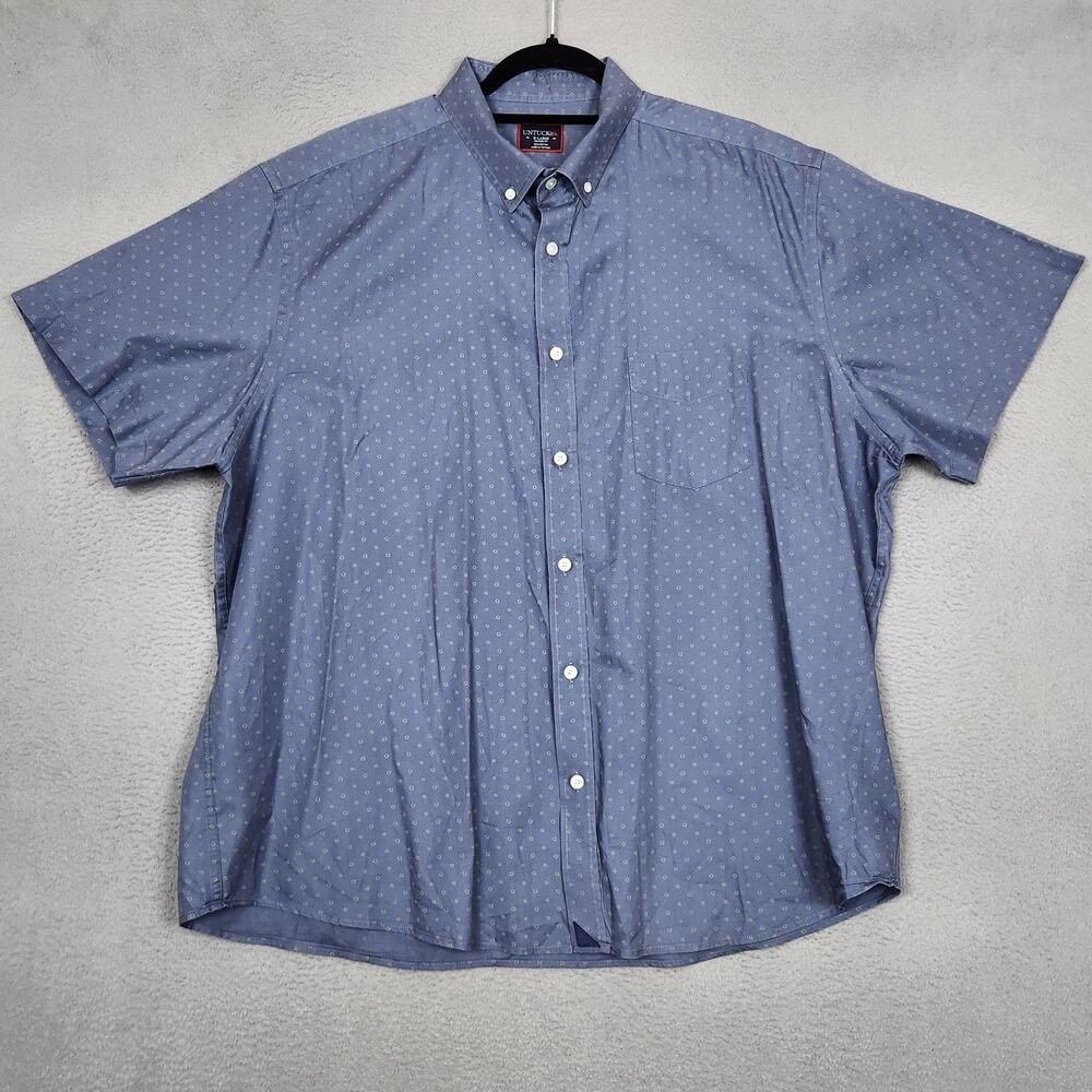 UNTUCKit Shirt Mens XL Blue Sinclair 100% Cotton Short Sleeve Button Up Casual